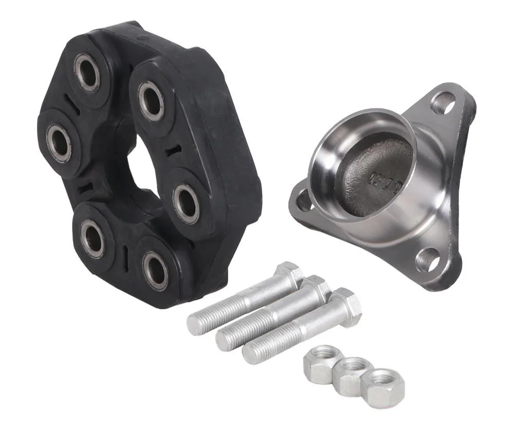 Flansza trójramienna przegubu gumowego + przegub gumowy 96mm BMW, otw. 6 x 12mm, h-xx +25mm, rura 60 x 2mm, tulejka centrująca 14mm