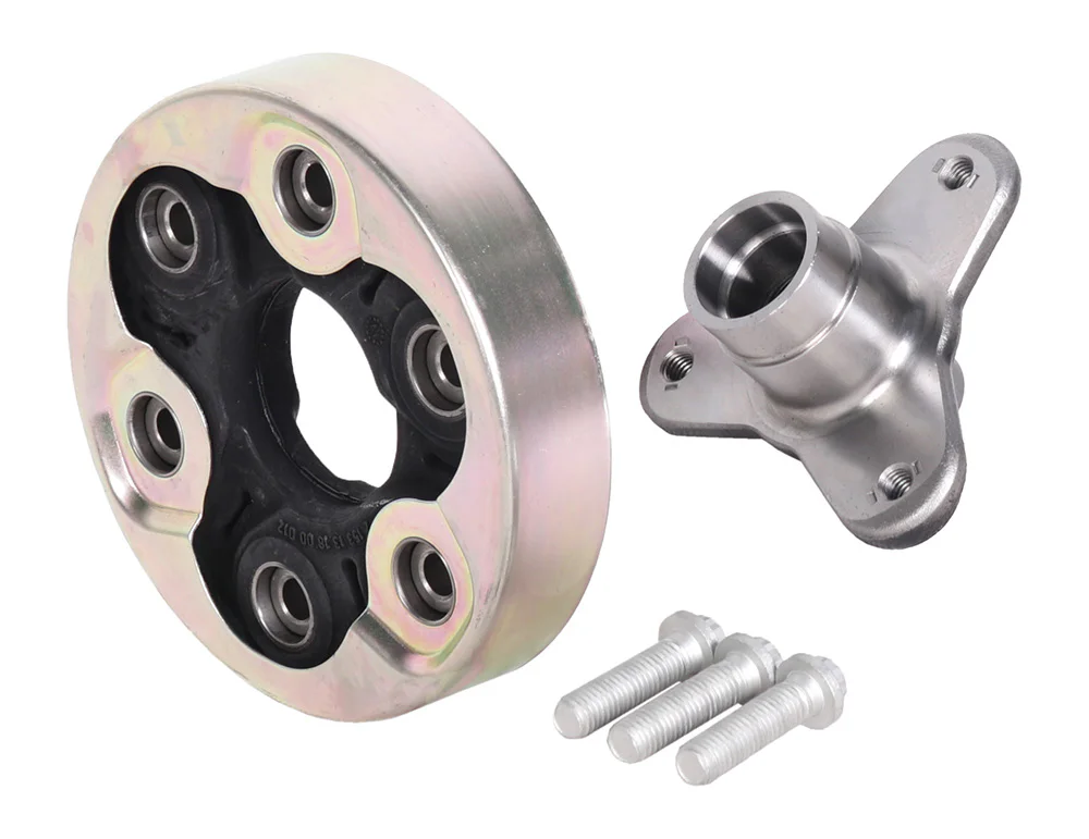 Flansza trójramienna przegubu gumowego + przegub gumowy 105mm, Audi, Skoda, VW, otw. 6 x 10mm, h-57+20mm, rura 41mm, tulejka centrująca 16mm